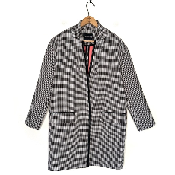 Express Jackets & Blazers - Express | Black and White Houndstooth Trench Coat Size Medium
